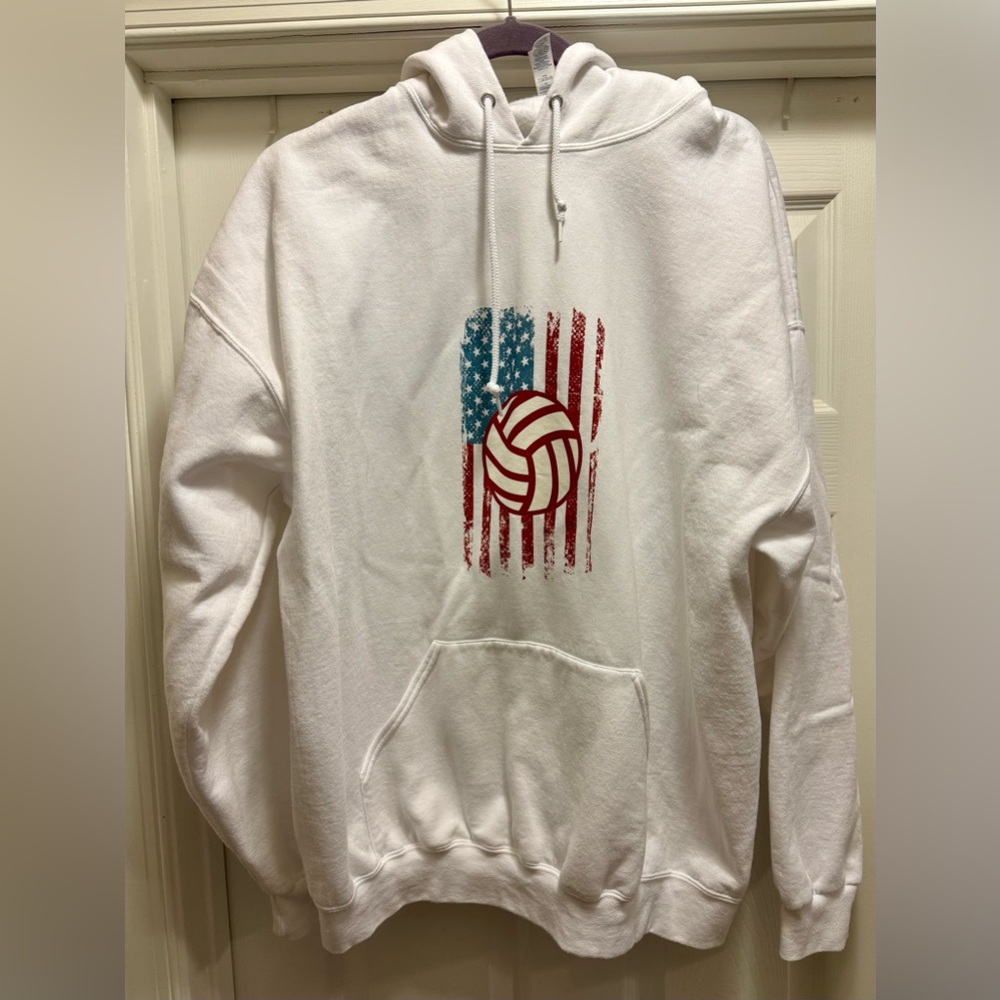 Jerzees White Pullover Hoodie with Branded Tag